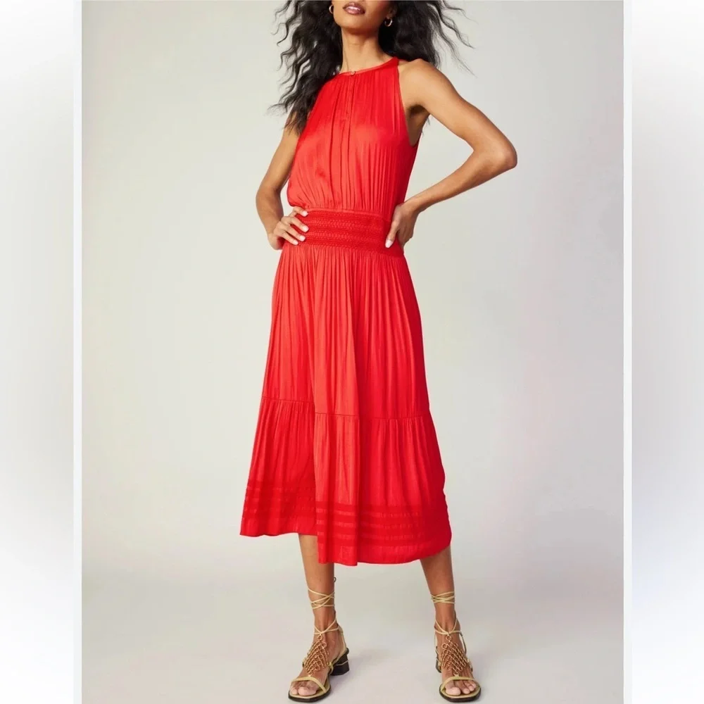New! Current Air halter keyhole red midi dress 23676_3